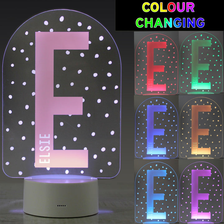 Personalised Initial LED Colour Changing Night Light – alternative view