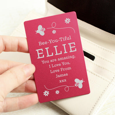 Personalised Bee Cerise Wallet Card