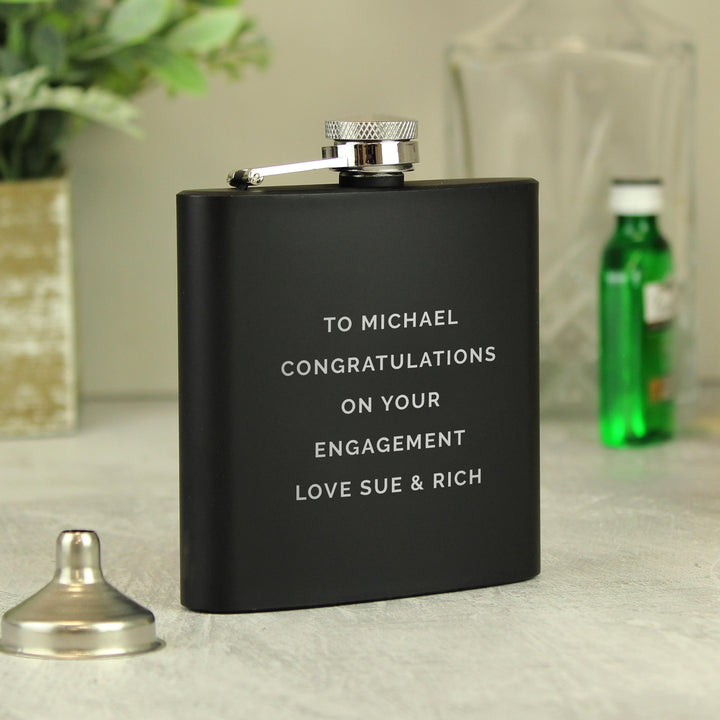 Personalised Free Text Black Hip Flask – alternative view
