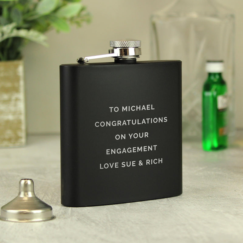 Personalised Free Text Black Hip Flask