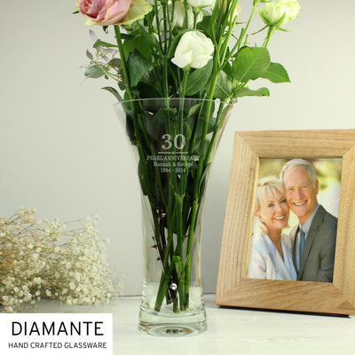 Personalised Special Year Diamante Heart Vase