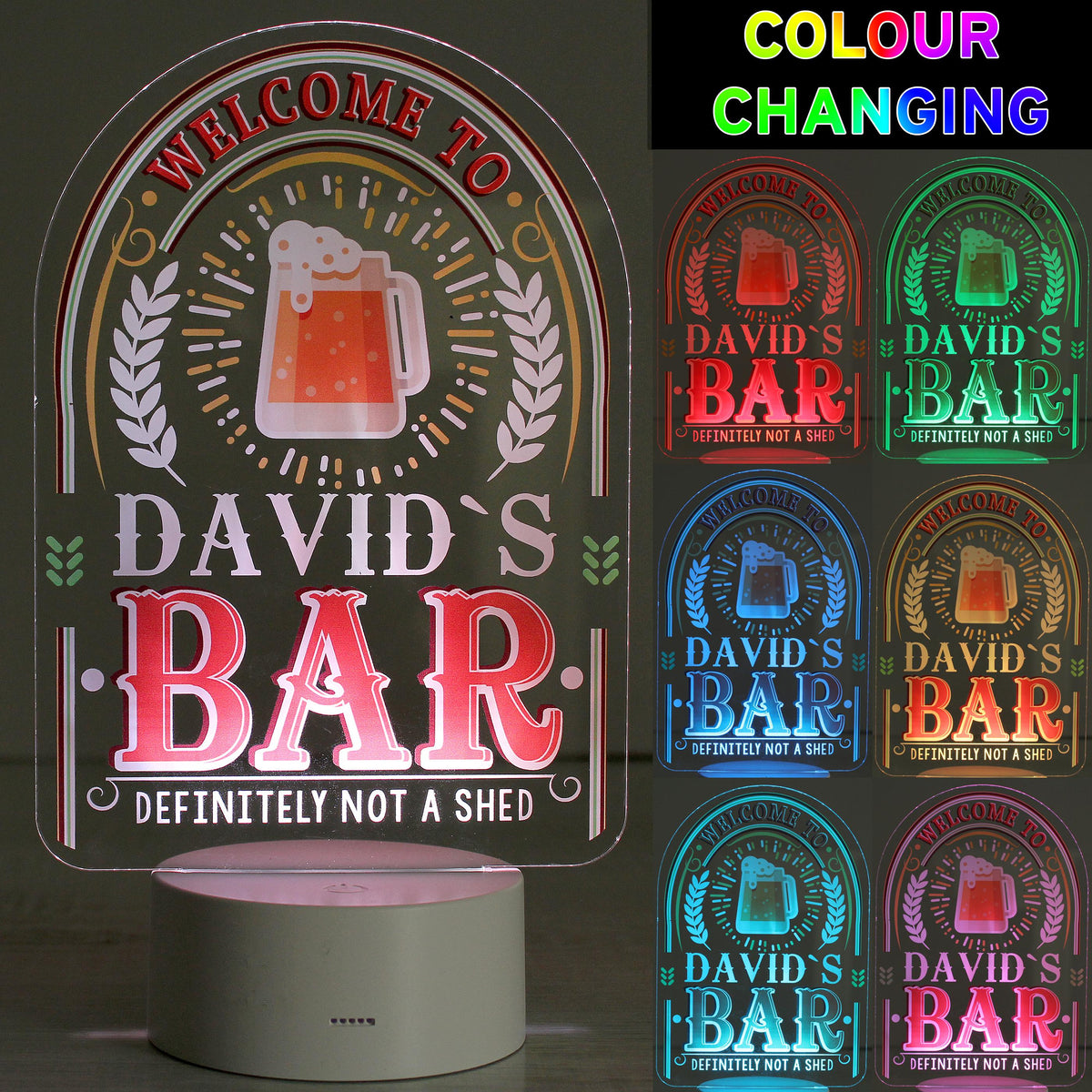 Personalised Welcome To... Bar LED Colour Changing Night Light – alternative view