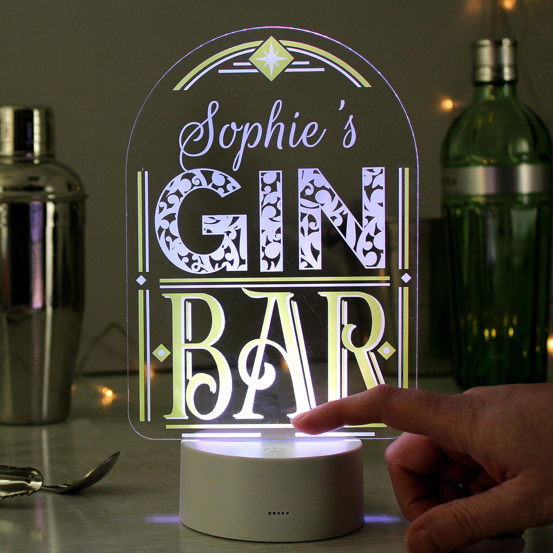 Personalised Gin Bar LED Colour Changing Night Light – alternative view