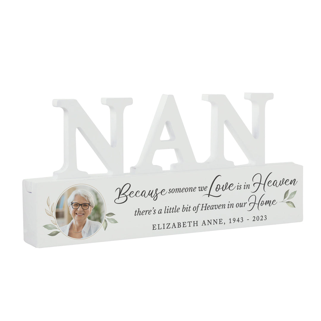 Personalised Botanical Memorial Photo Upload Wooden Nan Ornament, The Personal Shop, personalised gifts