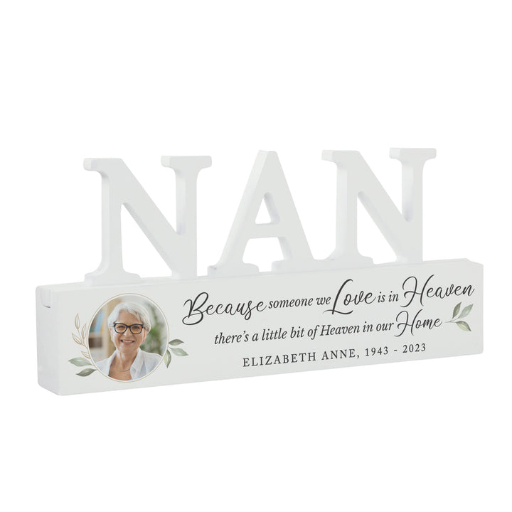 Personalised Botanical Memorial Photo Upload Wooden Nan Ornament, The Personal Shop, personalised gifts
