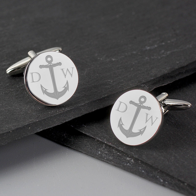 Personalised Anchor Round Cufflinks