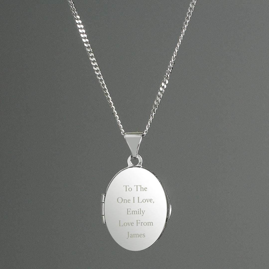 Personalised Sterling Silver Oval Locket Necklace – alternative view