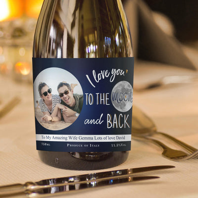 Personalised Moon & Back Photo Upload Prosecco