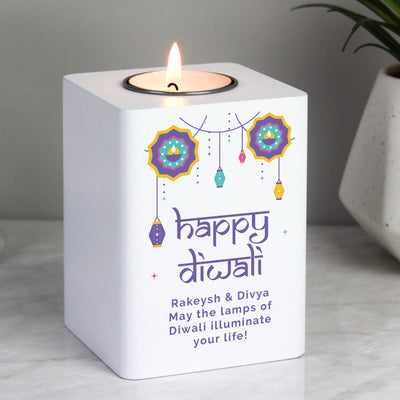 Personalised Diwali Wooden Tealight Holder