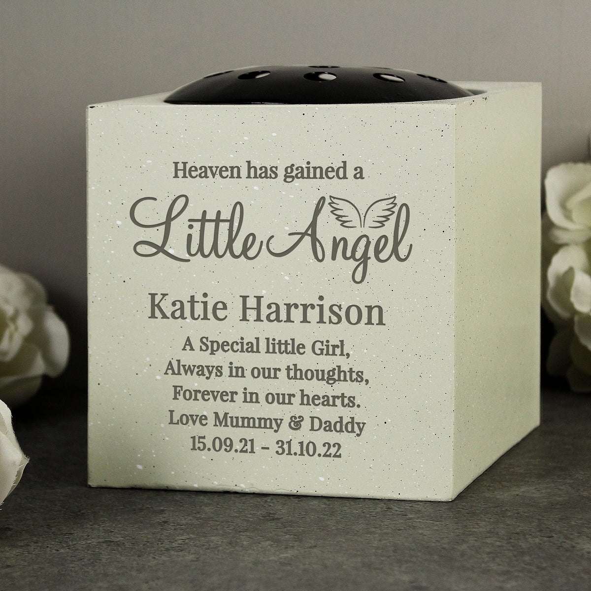 Personalised Little Angel Memorial Vase – alternative view