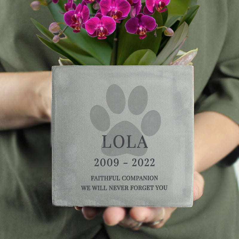 Personalised Pet Paw Print Concrete Pot