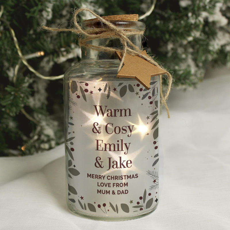 Personalised Festive Christmas LED Glass Jar