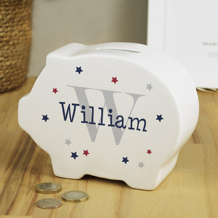 Personalised Name &amp; Initial Piggy Bank
