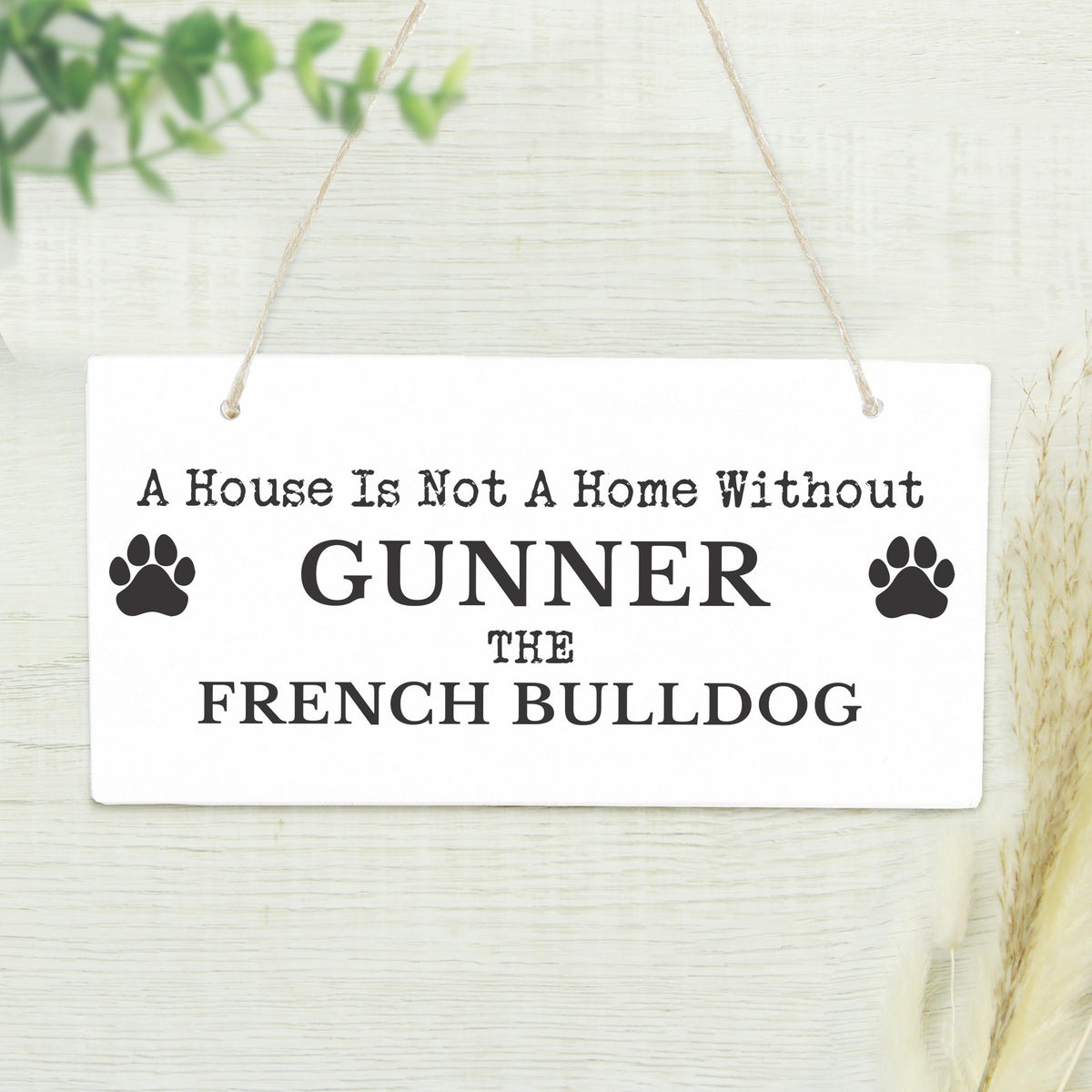 Personalised Paw Print Dog Breed Wooden Sign – alternative view