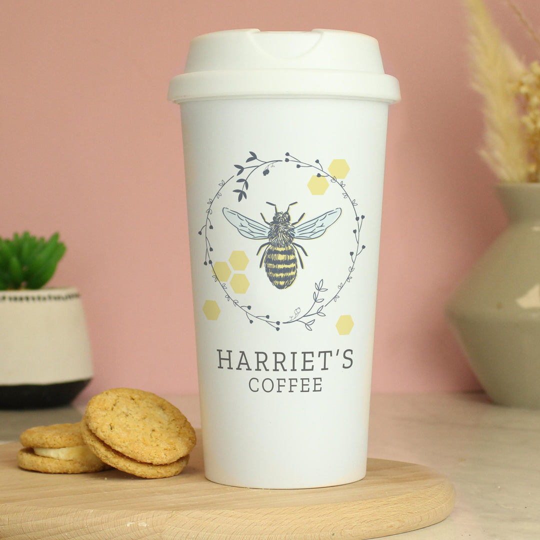 Personalised Bee Insulated Travel Cup – alternative view