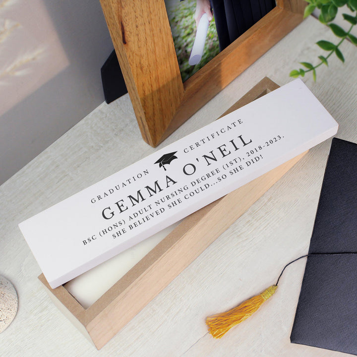 Personalised Graduation Wooden Certificate Holder – alternative view