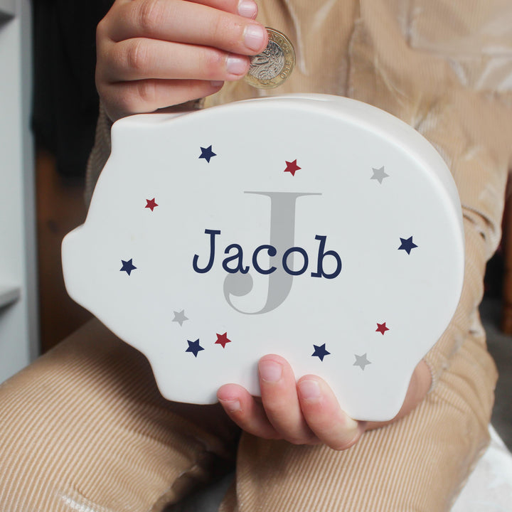 Personalised Name &amp; Initial Piggy Bank – alternative view