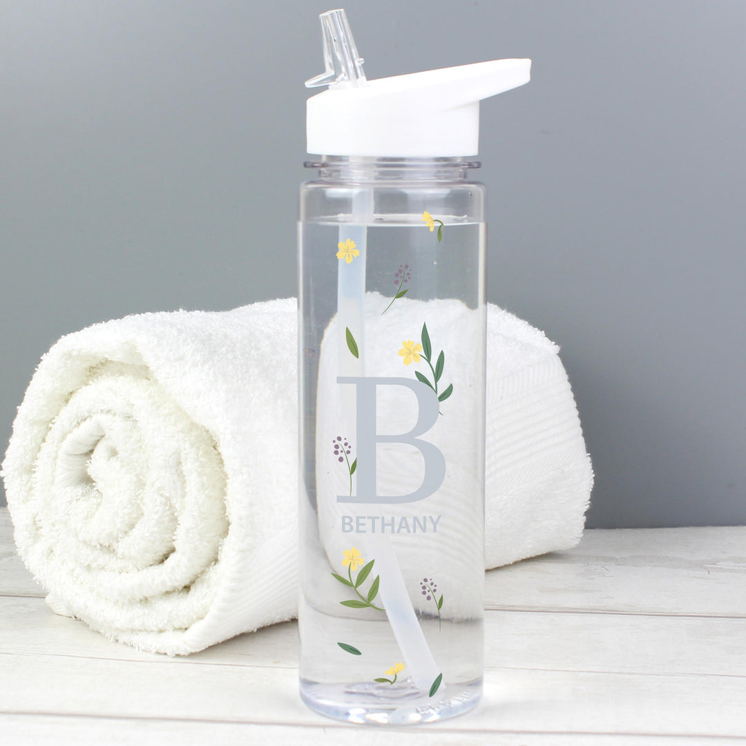 Personalised Floral Initial Water Bottle – alternative view
