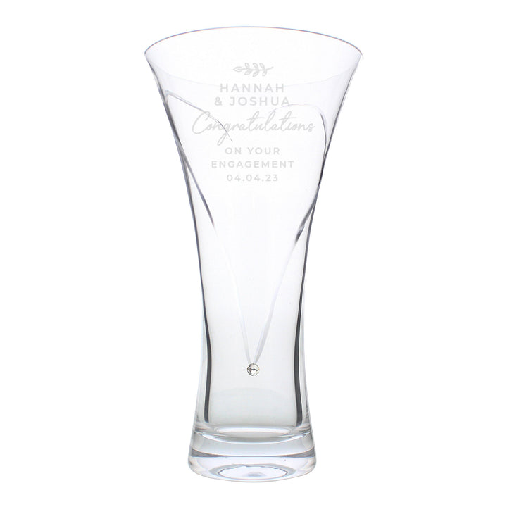 Personalised Free Text Botanical Hand Cut Diamante Heart Vase – alternative view