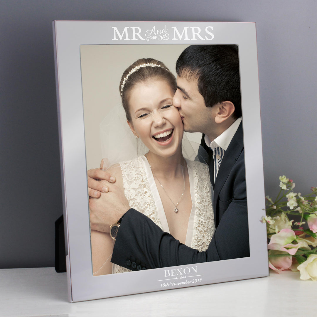 Personalised Mr &amp; Mrs 8x10 Silver Photo Frame, The Personal Shop, personalised gifts
