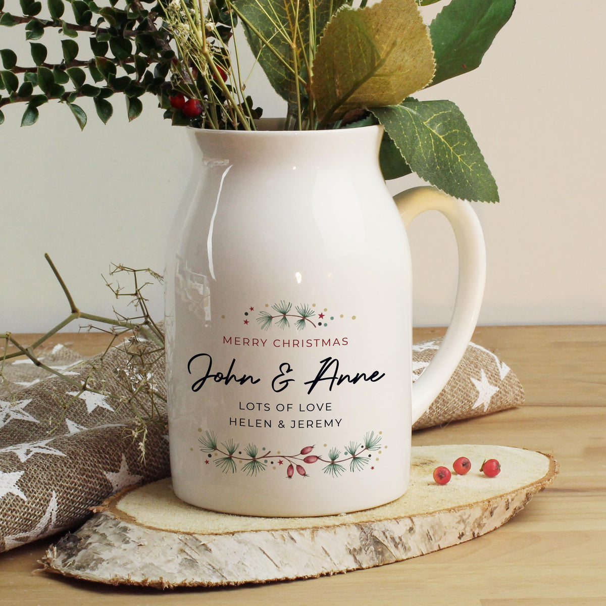Personalised Christmas Flower Jug – alternative view