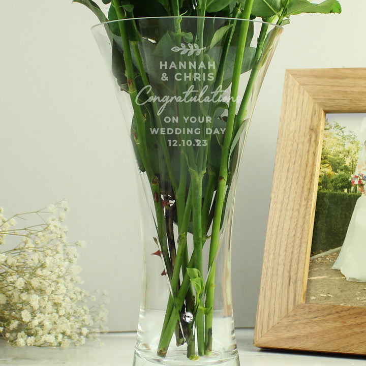 Personalised Free Text Botanical Hand Cut Diamante Heart Vase – alternative view
