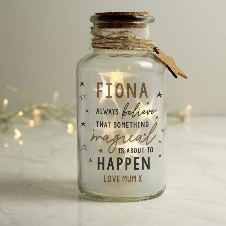 Personalised Magical Things Happen LED Glass Jar, The Personal Shop, personalised gifts