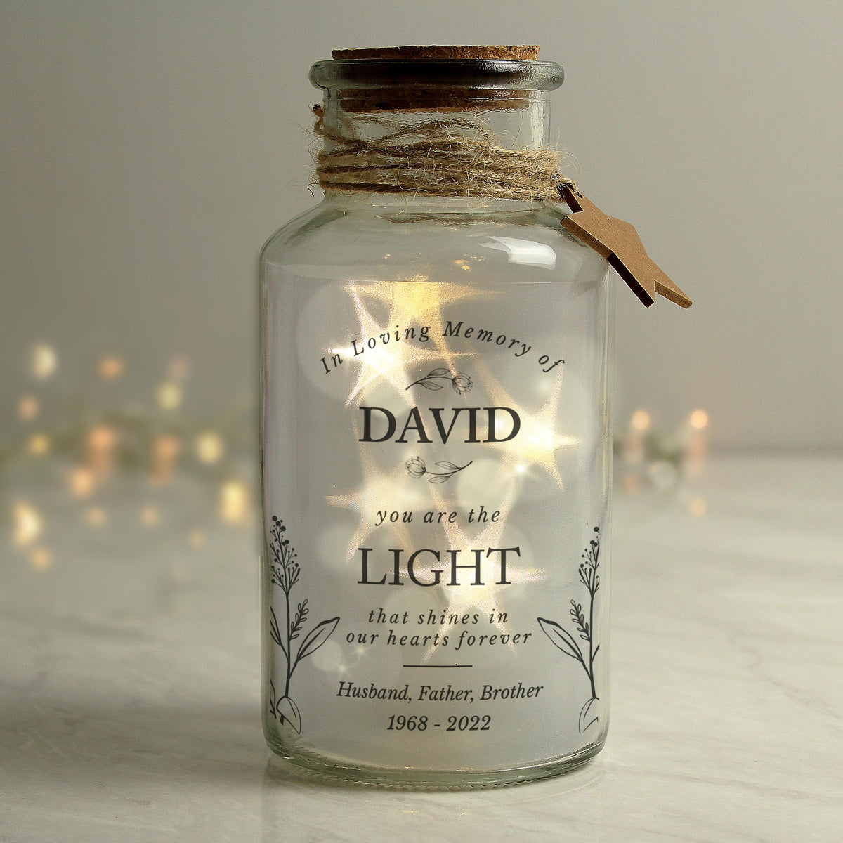 Personalised In Loving Memory LED Glass Jar – alternative view