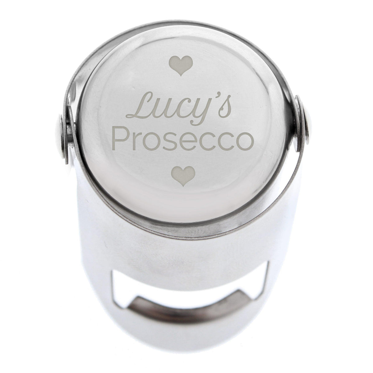 Personalised Heart Motif Prosecco Bottle Stopper – alternative view