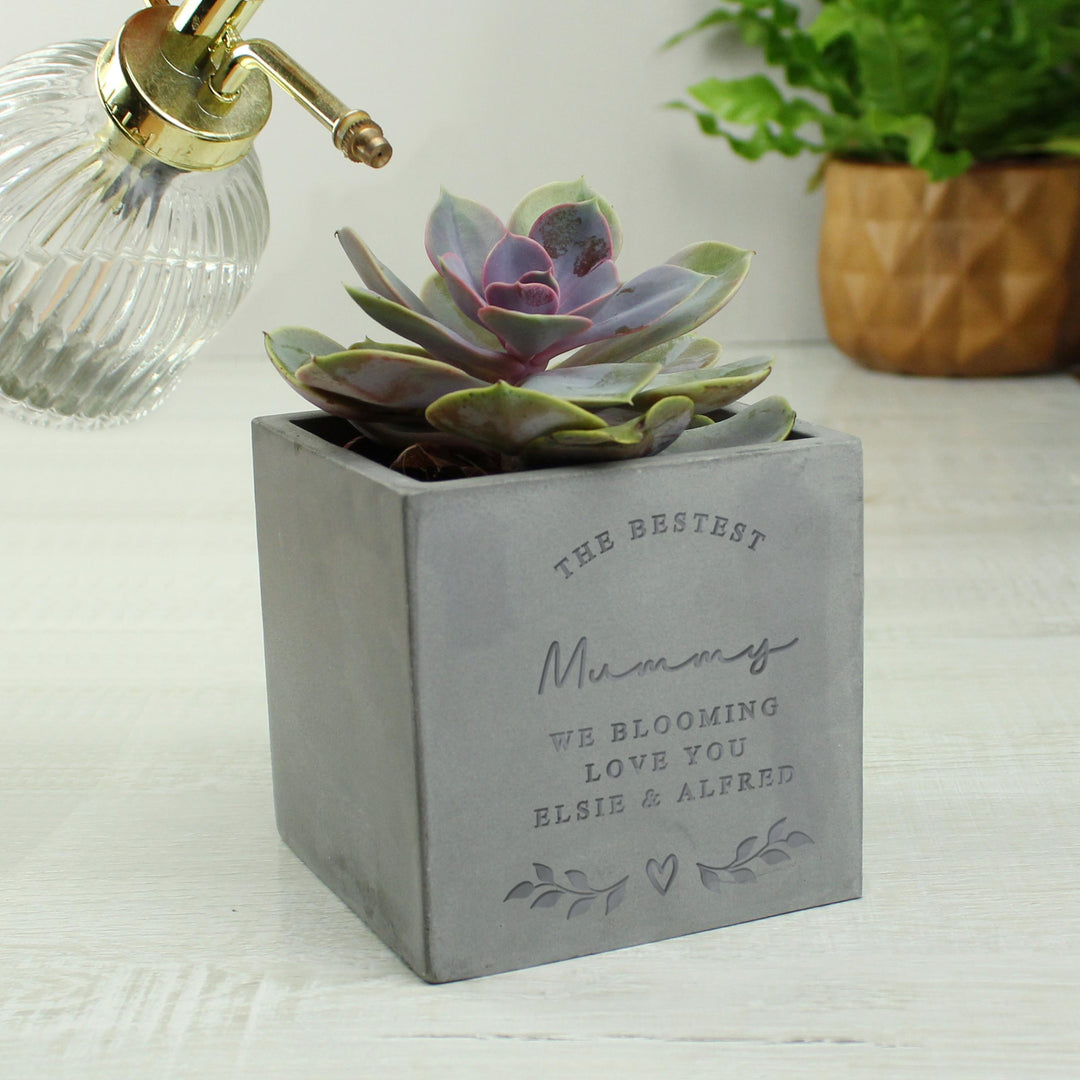 Personalised Free Text Concrete Pot – alternative view