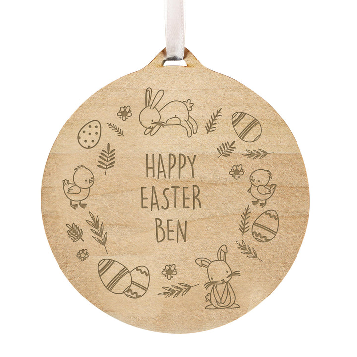 Personalised Happy Easter Wooden Decoration – alternative view