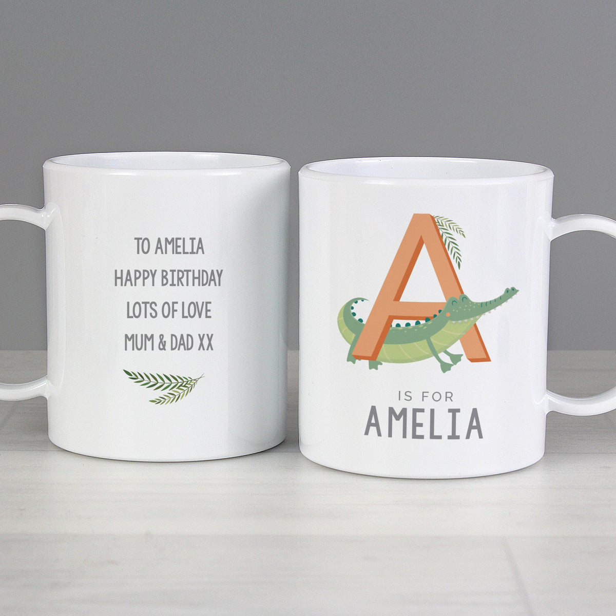 Personalised Animal Alphabet Plastic Mug – alternative view