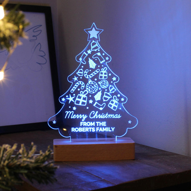 Personalised Christmas Tree Wooden Based LED Light