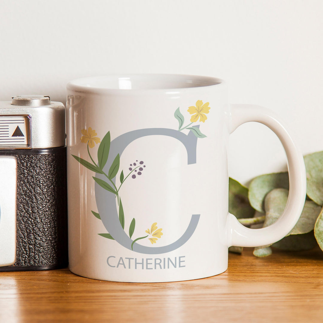 Personalised Floral Initial Mug – alternative view