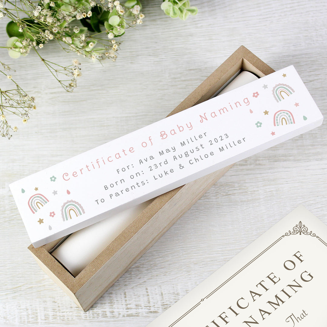 Personalised Rainbow Wooden Certificate Holder – alternative view