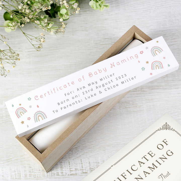 Personalised Rainbow Wooden Certificate Holder – alternative view