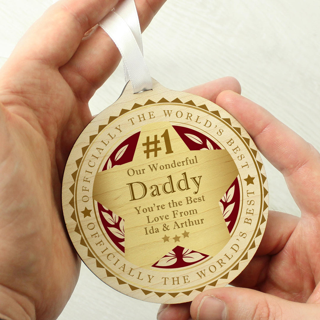 Personalised Number 1 Round Wooden Medal, The Personal Shop, personalised gifts