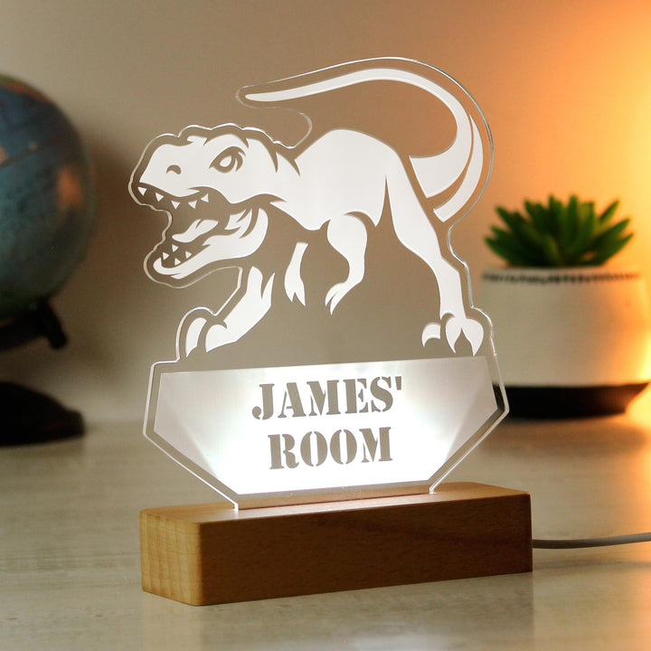 Personalised Dinosaur Wooden Based LED Light - alternative view
