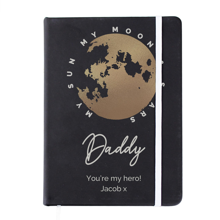 Personalised Moon &amp; Stars Black Hardback Notebook, The Personal Shop, personalised gifts