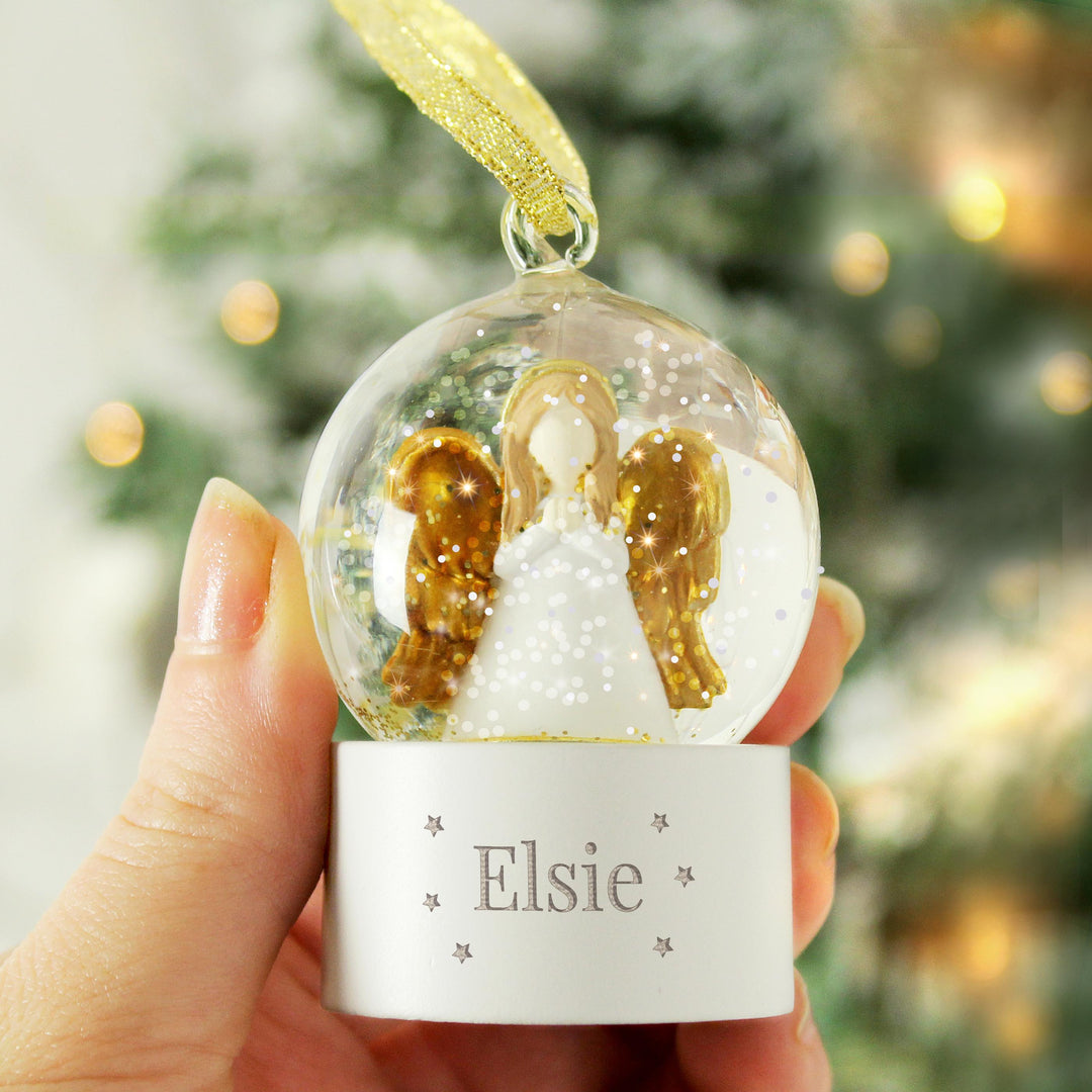Personalised Name Only Angel Glitter Snow Globe Tree Decoration – alternative view