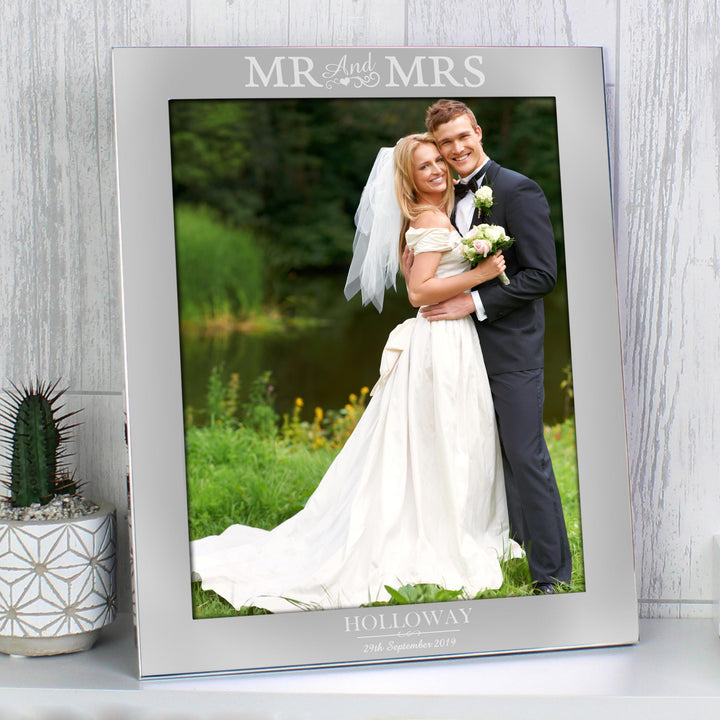Personalised Mr &amp; Mrs 8x10 Silver Photo Frame, The Personal Shop, personalised gifts