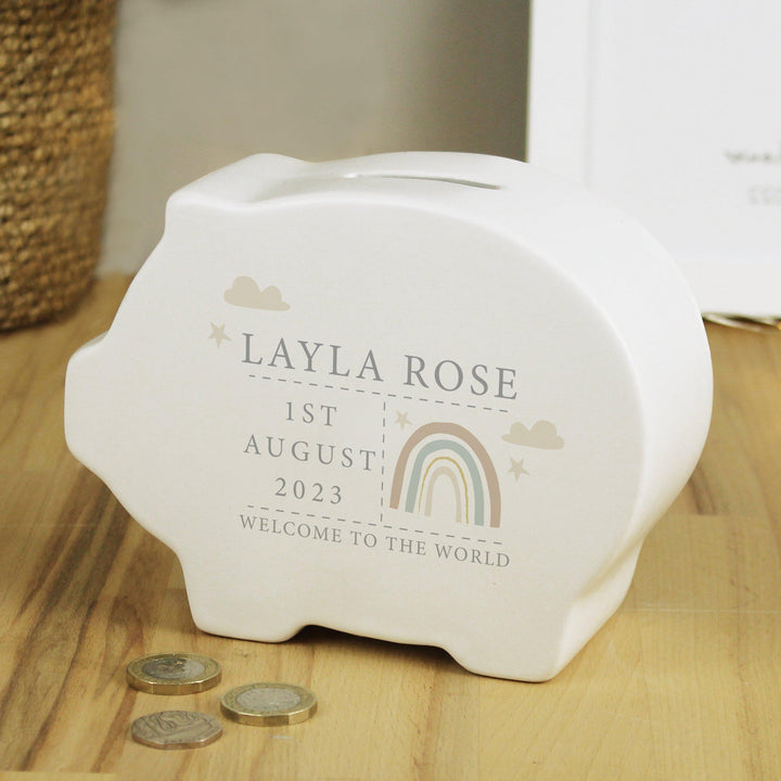 Personalised Rainbow Piggy Bank – alternative view