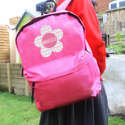 Personalised Flower Pink Backpack