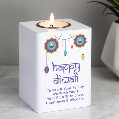 Personalised Diwali Wooden Tealight Holder