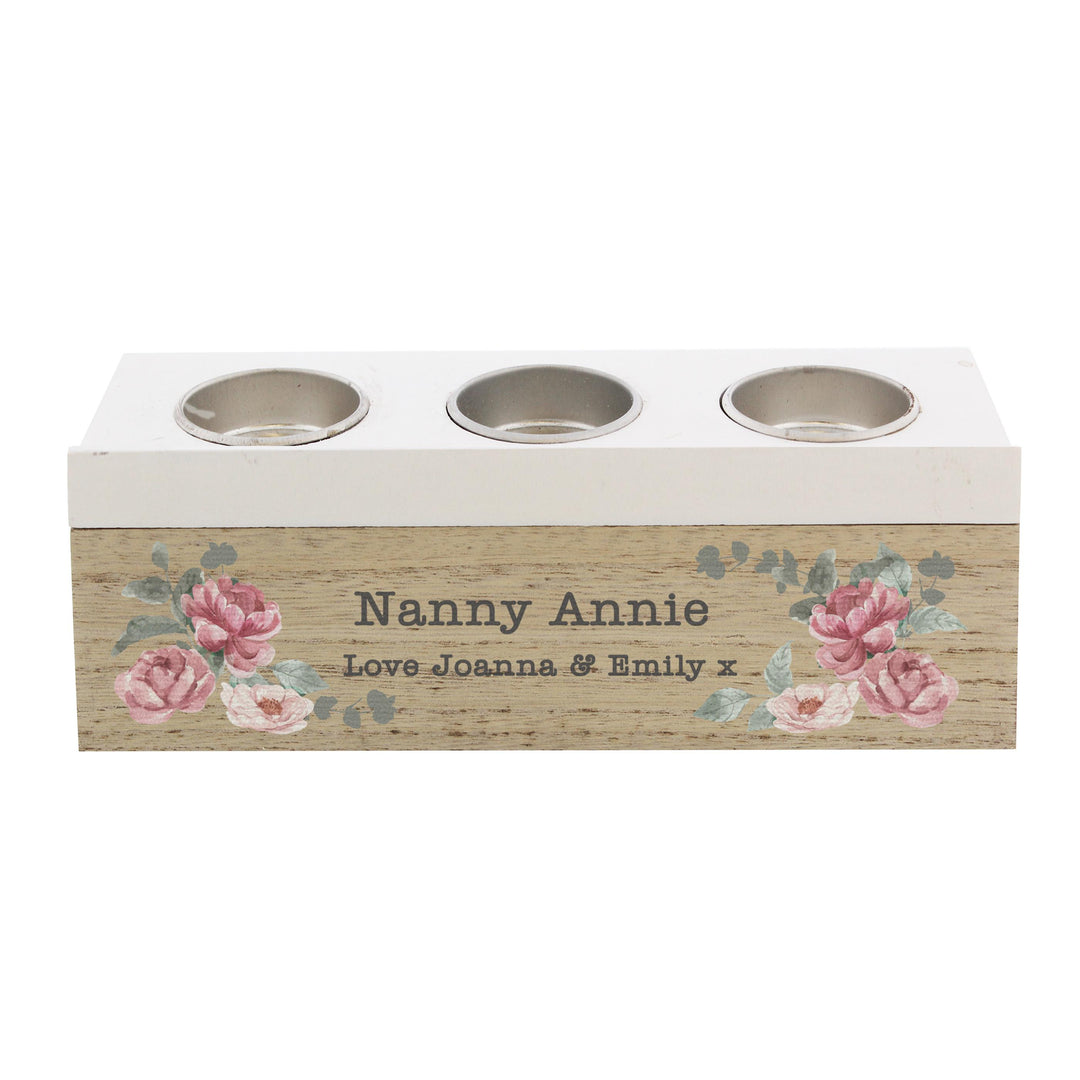 Personalised Floral Watercolour Triple Tealight Box – alternative view