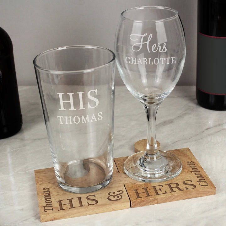 Personalised His &amp; Hers Jigsaw Coasters – alternative view