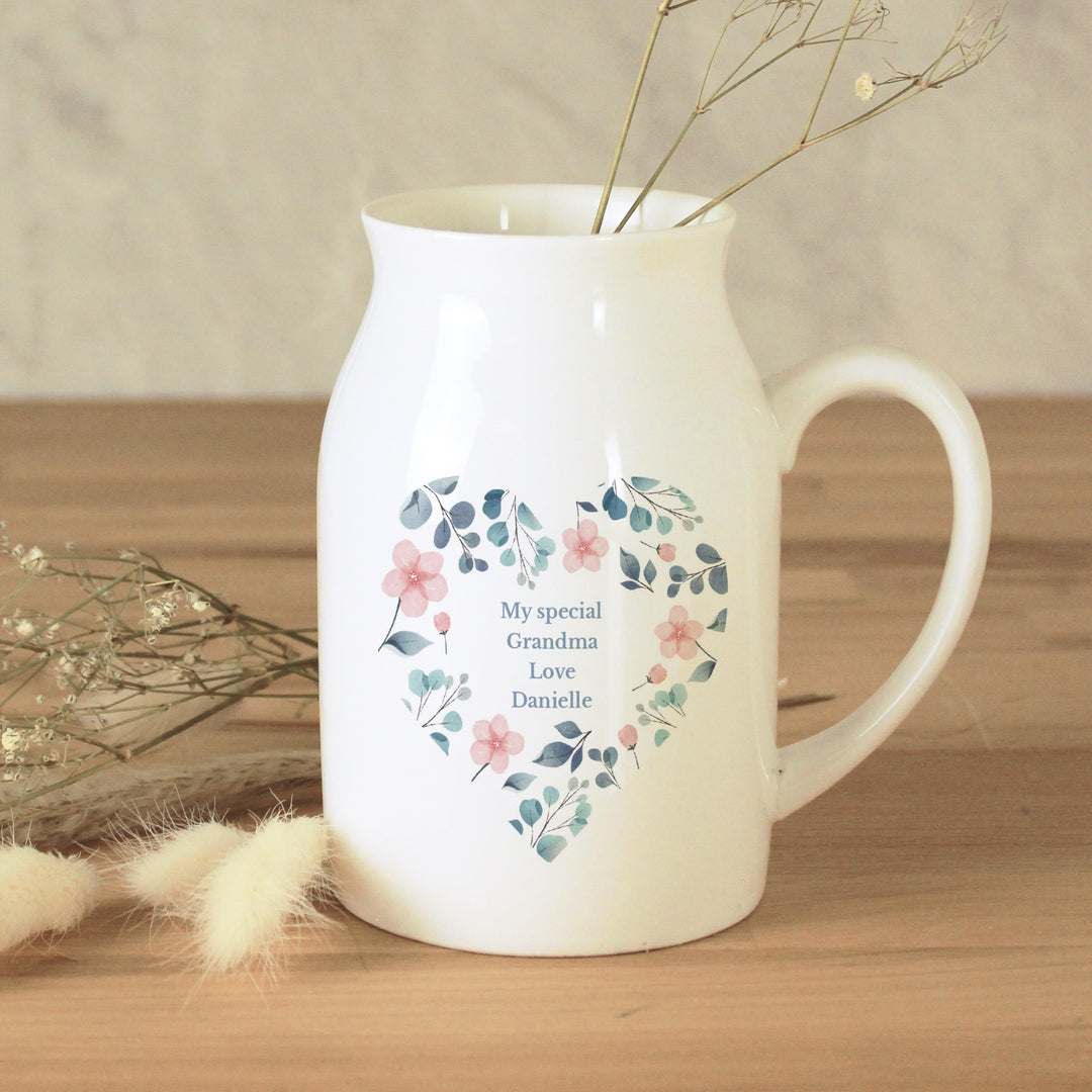 Personalised Floral Heart Flower Jug, The Personal Shop, personalised gifts