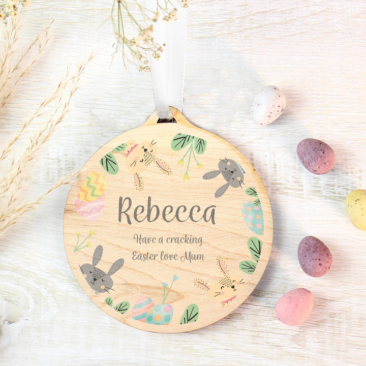 Personalised Easter Bunny Wooden Decoration, The Personal Shop, personalised gifts