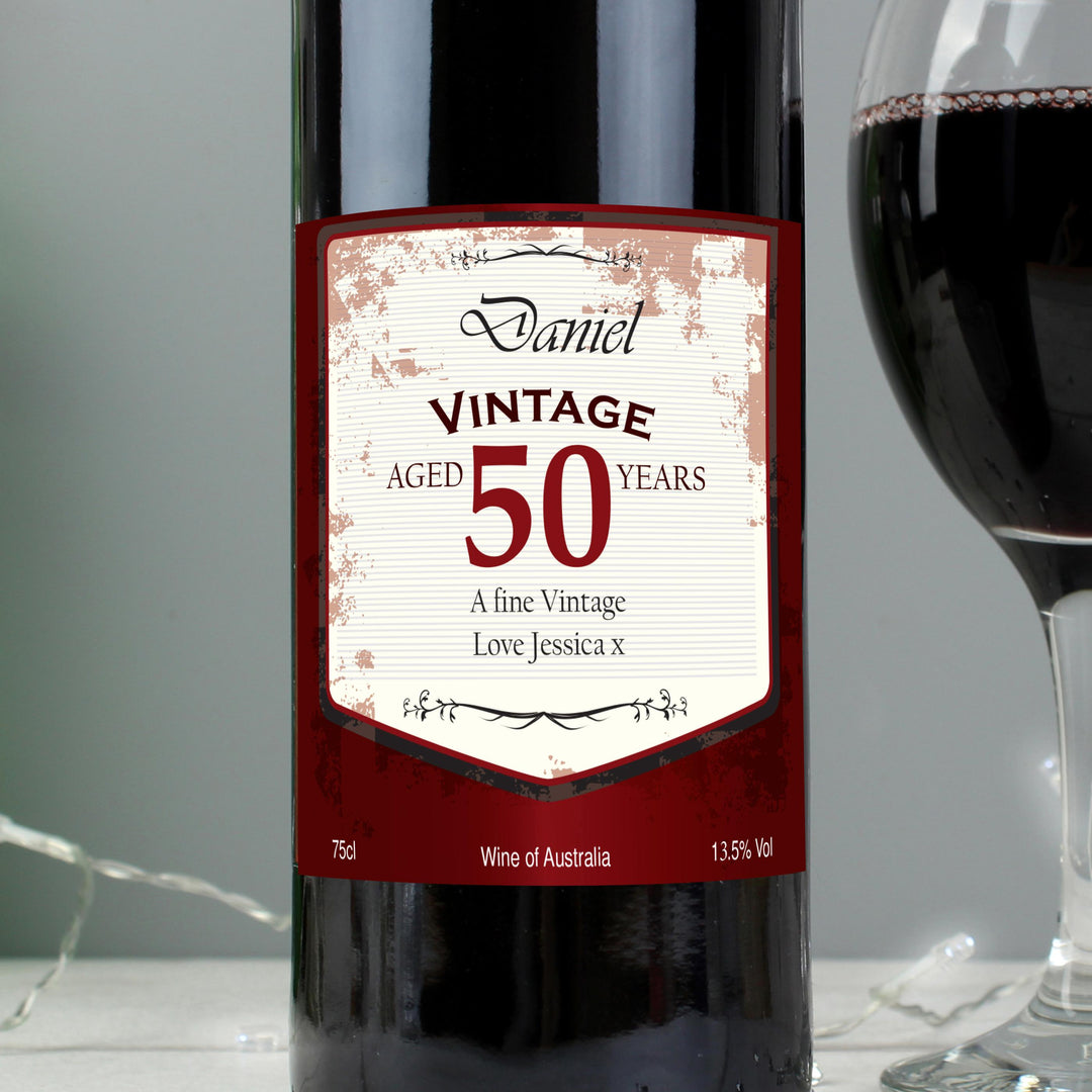 Personalised Red Wine Vintage Age Label – alternative view
