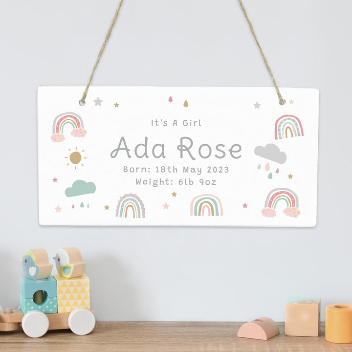 Personalised Rainbow Wooden Sign – alternative view